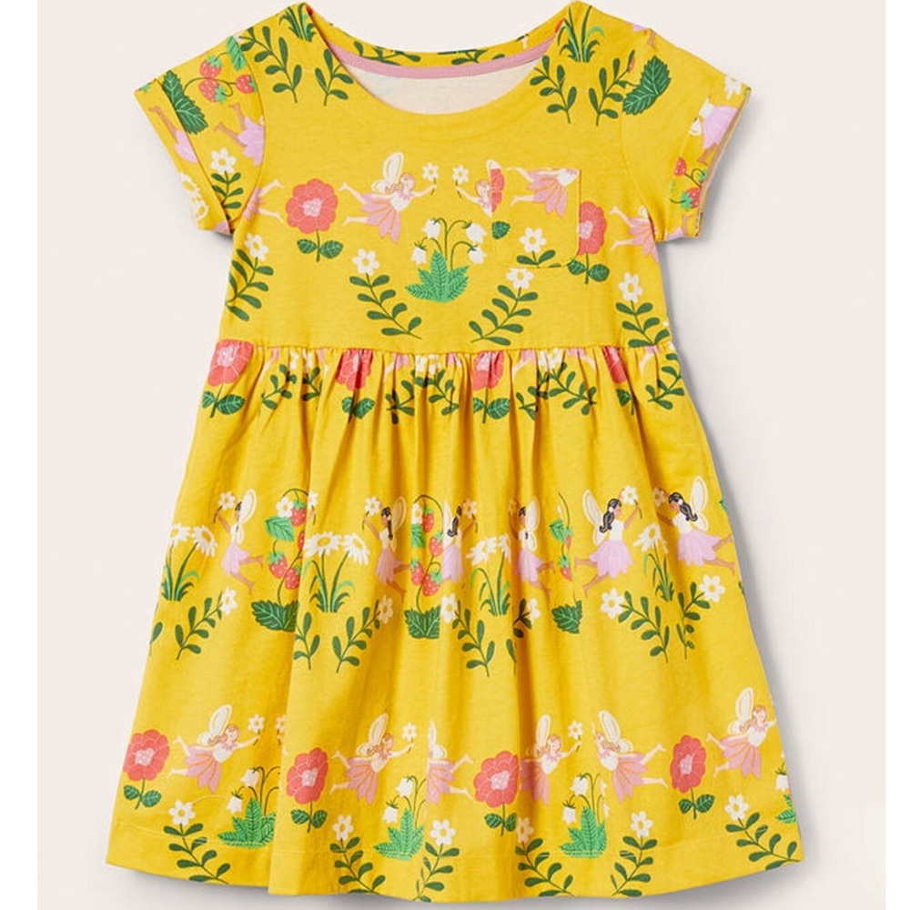 Mini Biden Yellow Fairy Jersey Dress size 4-5 w/pockets